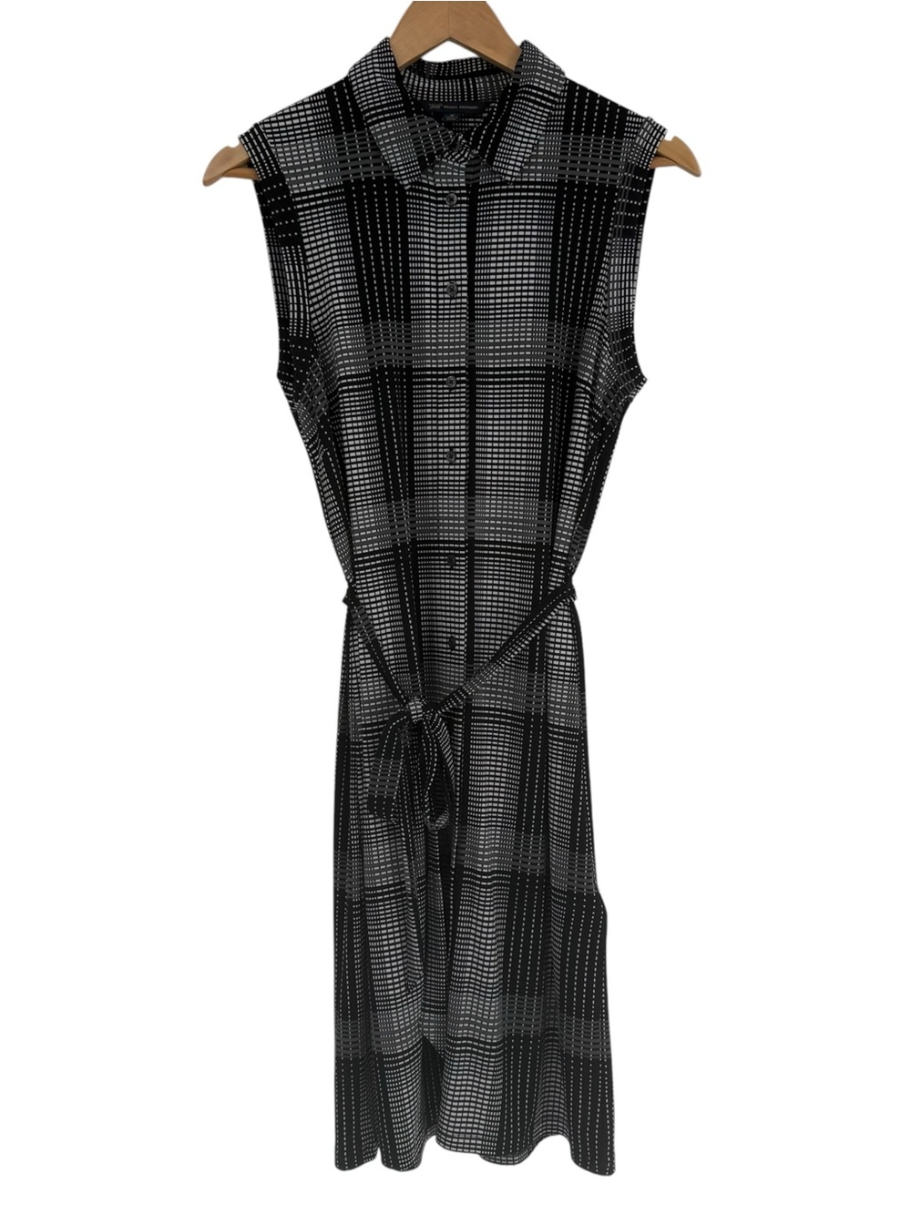 Brooks Brothers Womens Size M Shirt Dress Black Plaid Belted Sleeveless Jersey